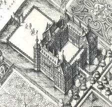 The palace of Honselaarsdijk in the Netherlands (detail of engraving by Balthasar Florisz. van Berckerode, c. 1638).